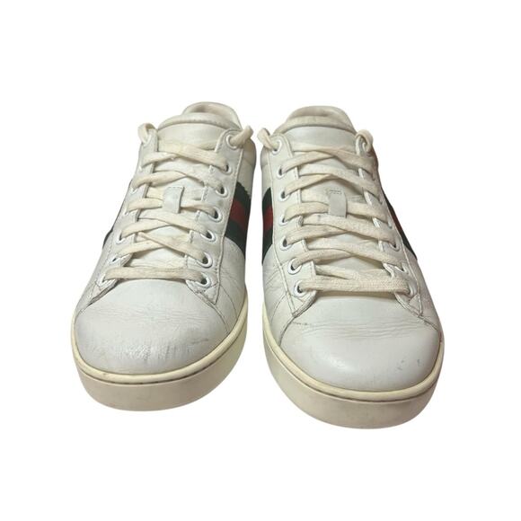 Gucci Ace Web Stripe Sneakers White Leather Low Top EU 38 US 8 - Picture 3 of 13